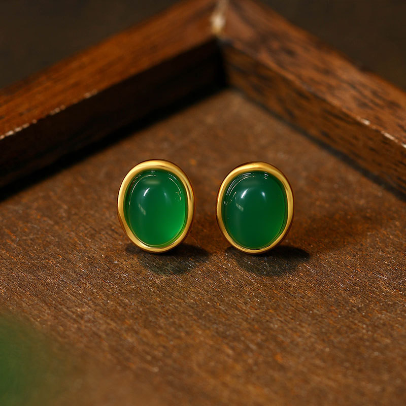 Earrings - Brincos de jade natural verde talismãs