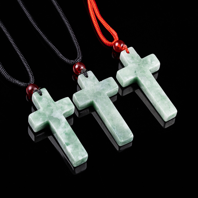 Necklaces - Myanmar jadeite cruz pingente colar birmanês