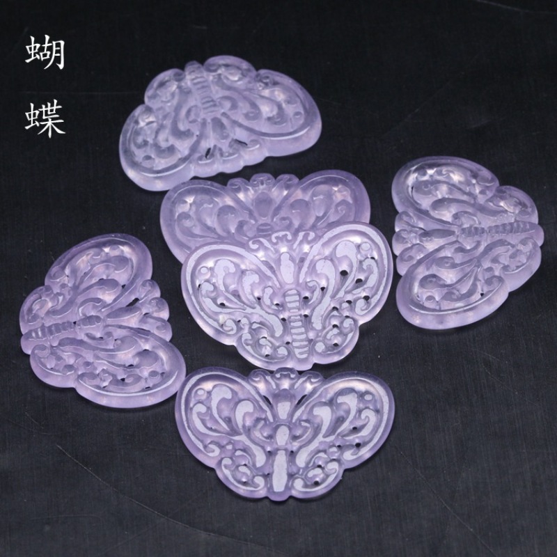 Necklaces - 2pc natural roxo jade oco para