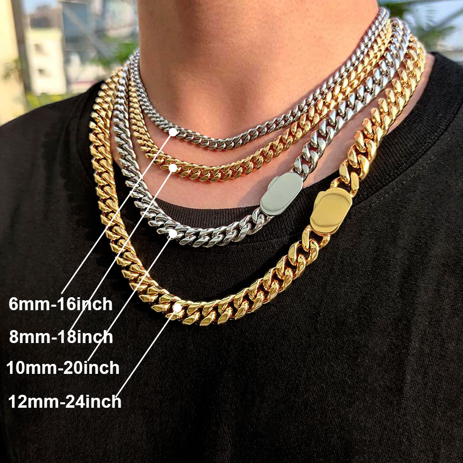 Cuban Link Chain 12Mm - Corrente Cubana de Aço Inoxidável para