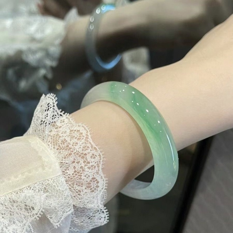 Bracelets - Pulseira redonda vintage feminina de jade