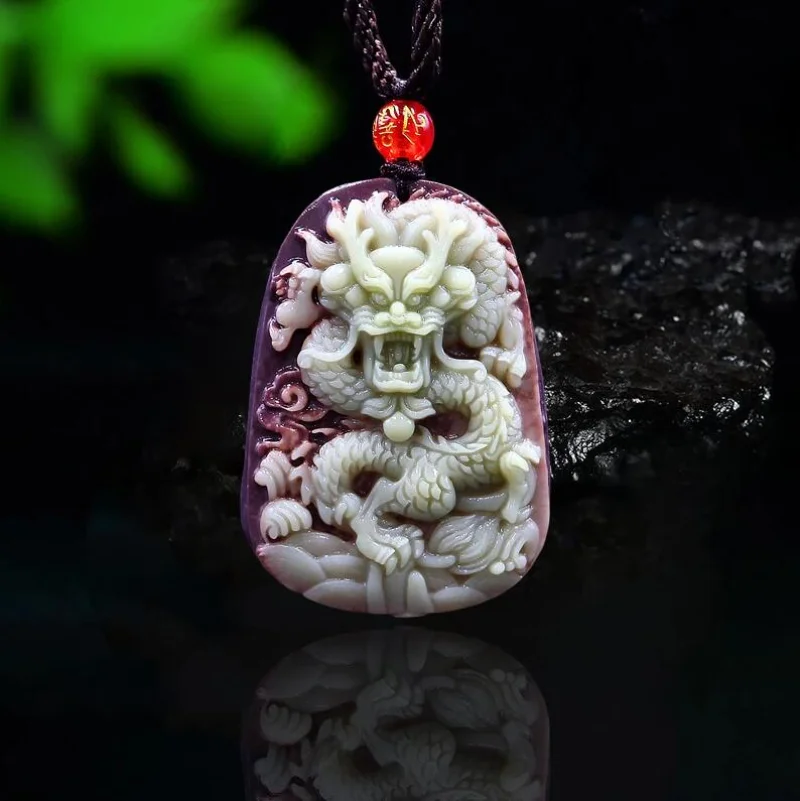 Necklaces - Robe roxo jade dragão pingente colar