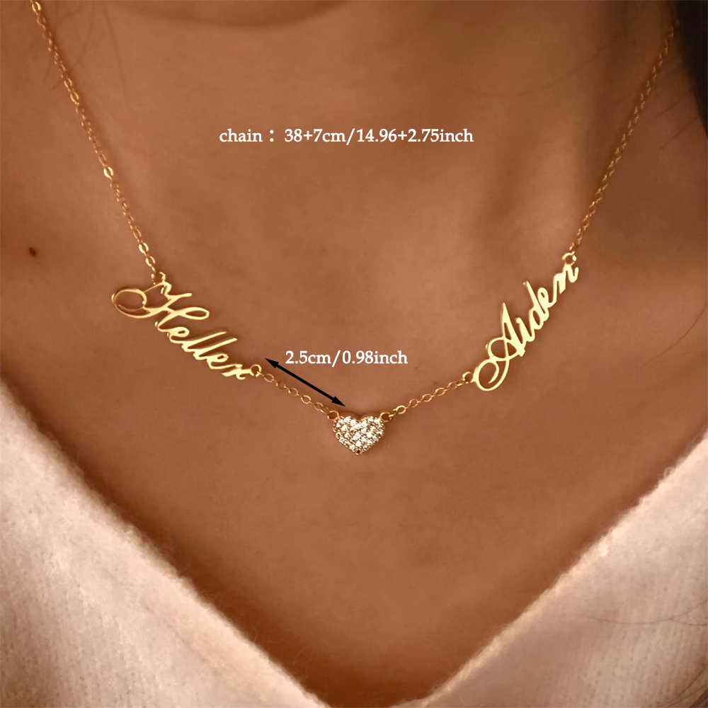 Colar personalizado com dois n - Custom Name Necklace Stainless Steel avaliação e preço