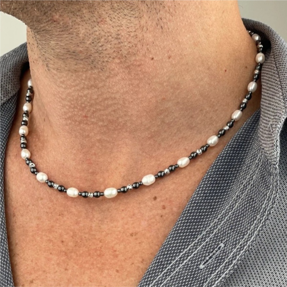 Retro preto pedra natural barr - Pearl Choker Necklace Vintage avaliação e preço