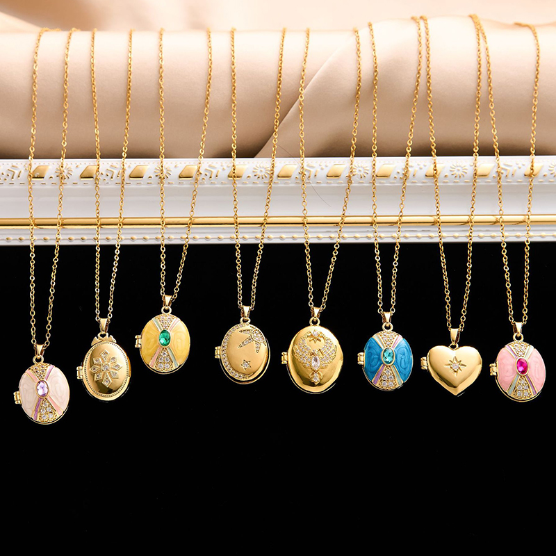 Anenjery 316l aço inoxidável q - Heart Locket Necklace Photo avaliação e preço