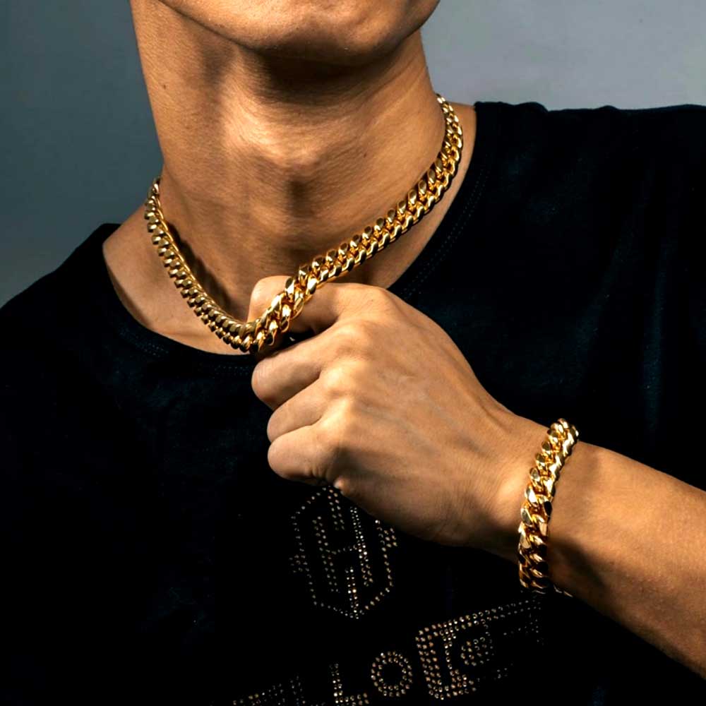 Gargantilha masculina banhada  - Cuban Link Chain 12Mm avaliação e preço