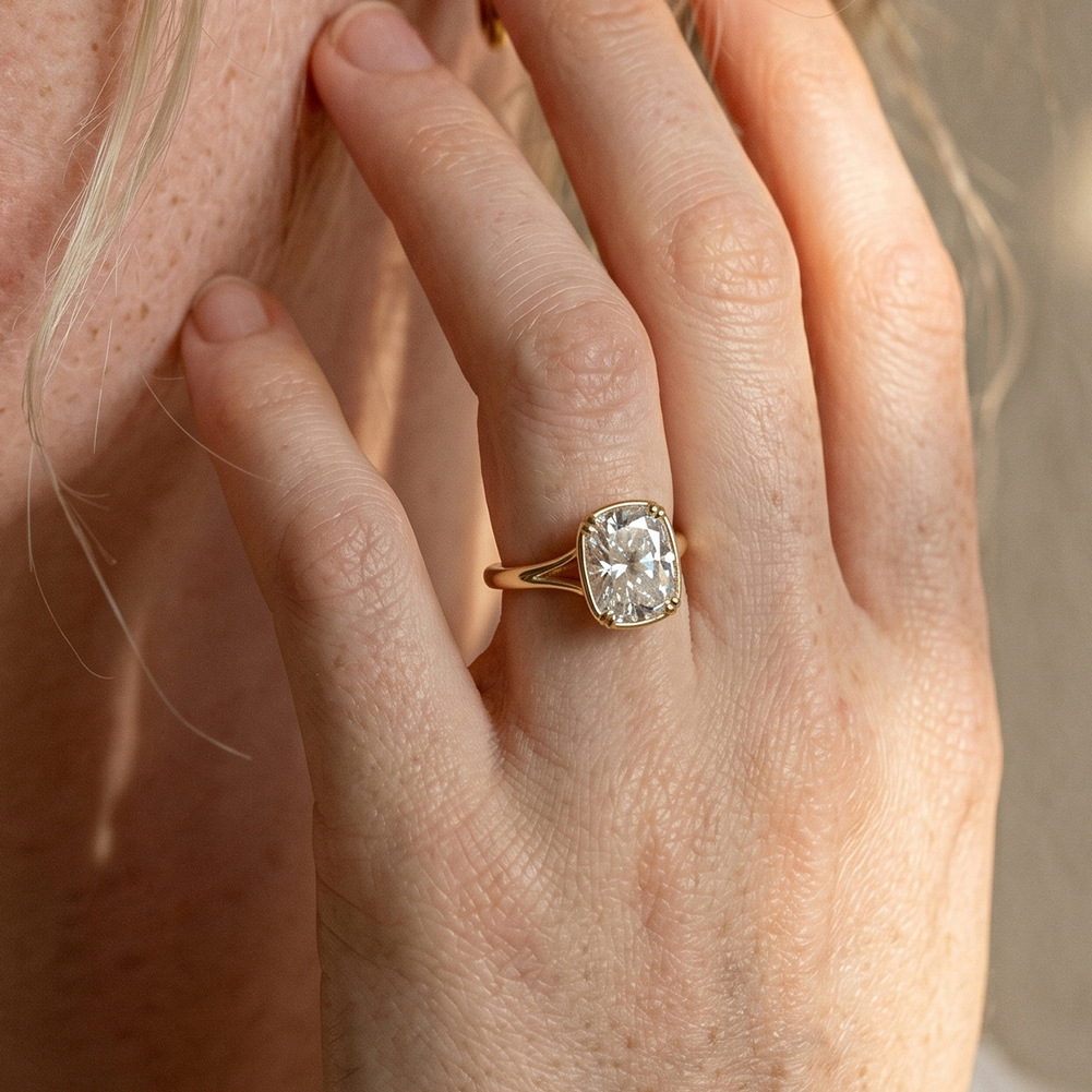 Anel de Moissanite Quadrado de - Moissanite Engagement Ring 1 Carat avaliação e preço