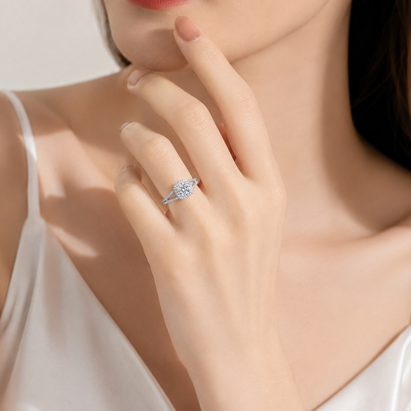Anel de diamante moissanite de - Moissanite Engagement Ring 1 Carat avaliação e preço