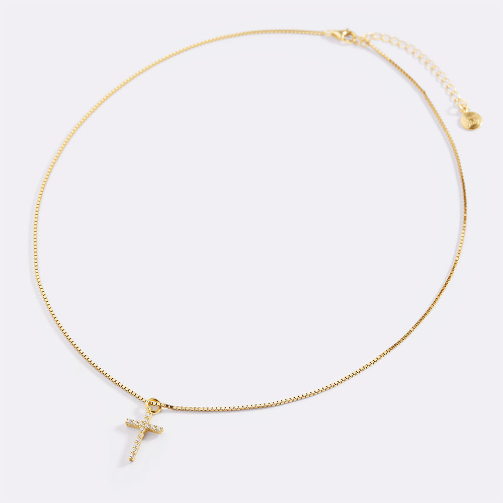 Colar com Cruz Cravejada de Di - Cross Pendant Necklace Gold avaliação e preço