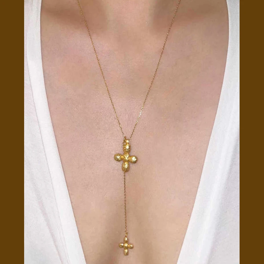 Europa américa grande coração  - Cross Pendant Necklace Gold avaliação e preço