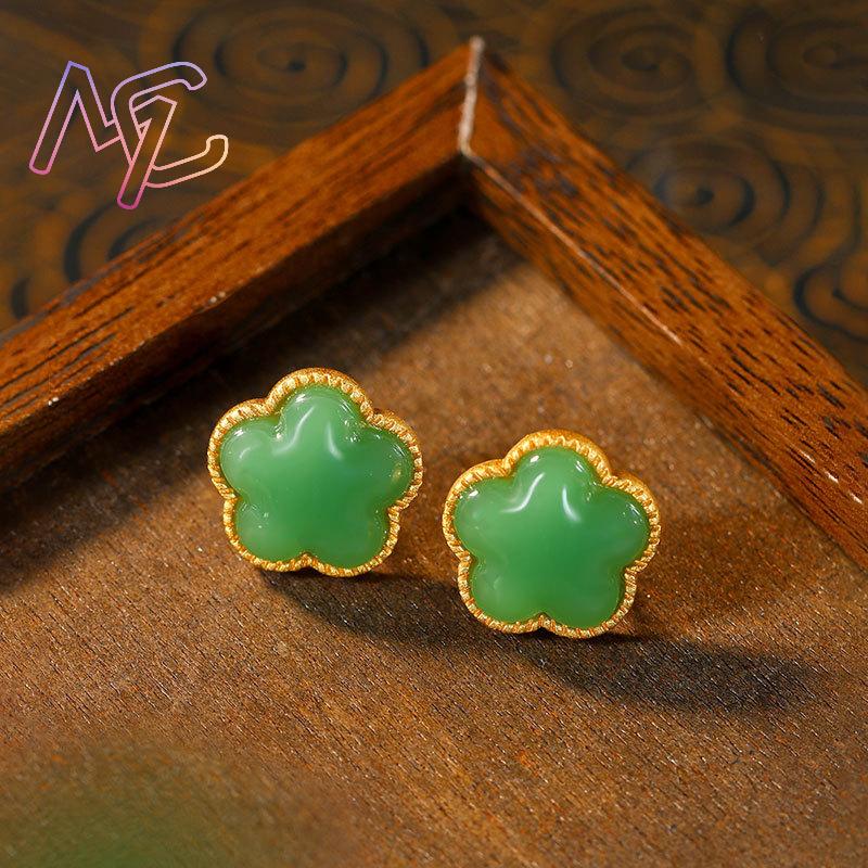 Brincos de trevo de jade natur - Earrings avaliação e preço