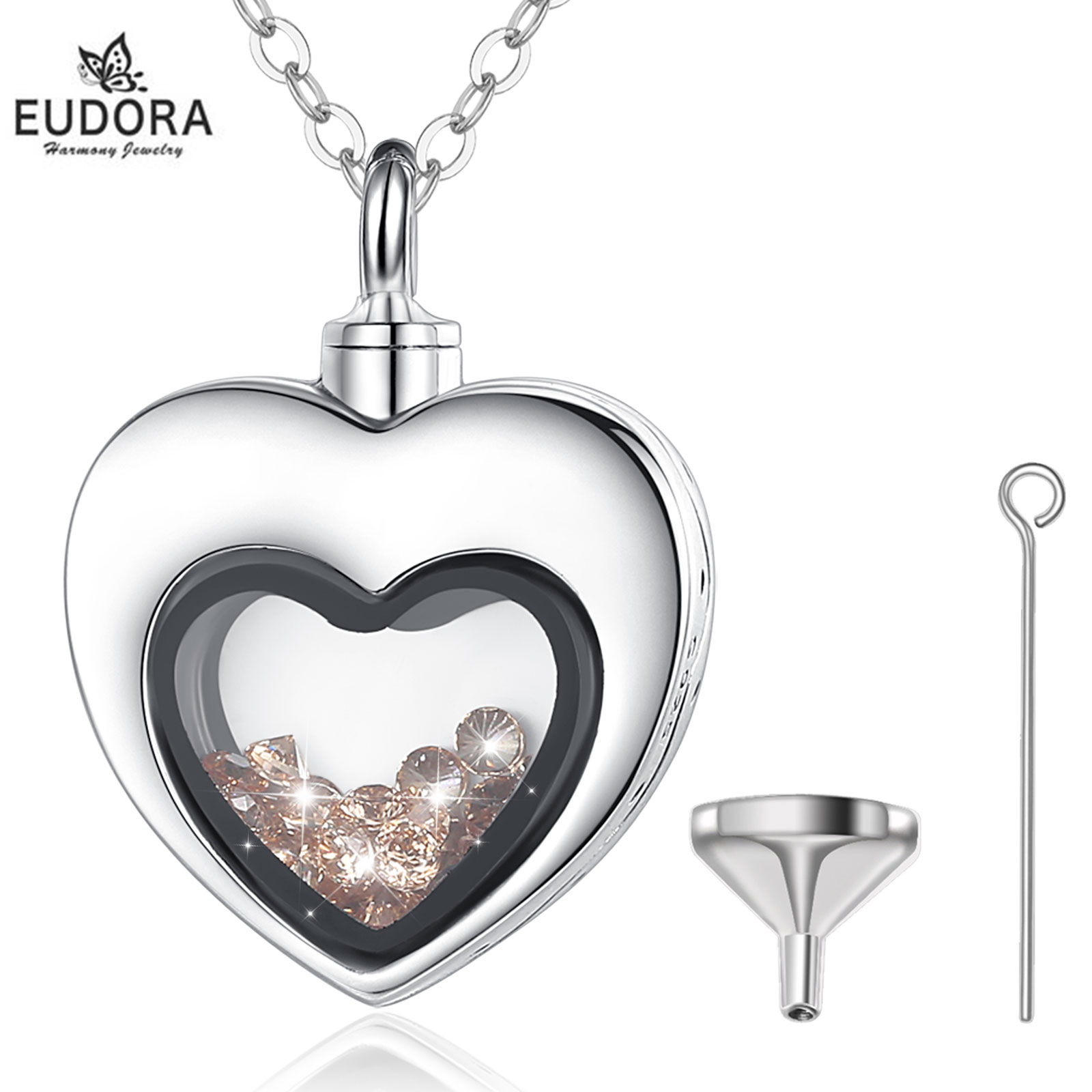 Eudora prata esterlina coração - Heart Locket Necklace Photo avaliação e preço