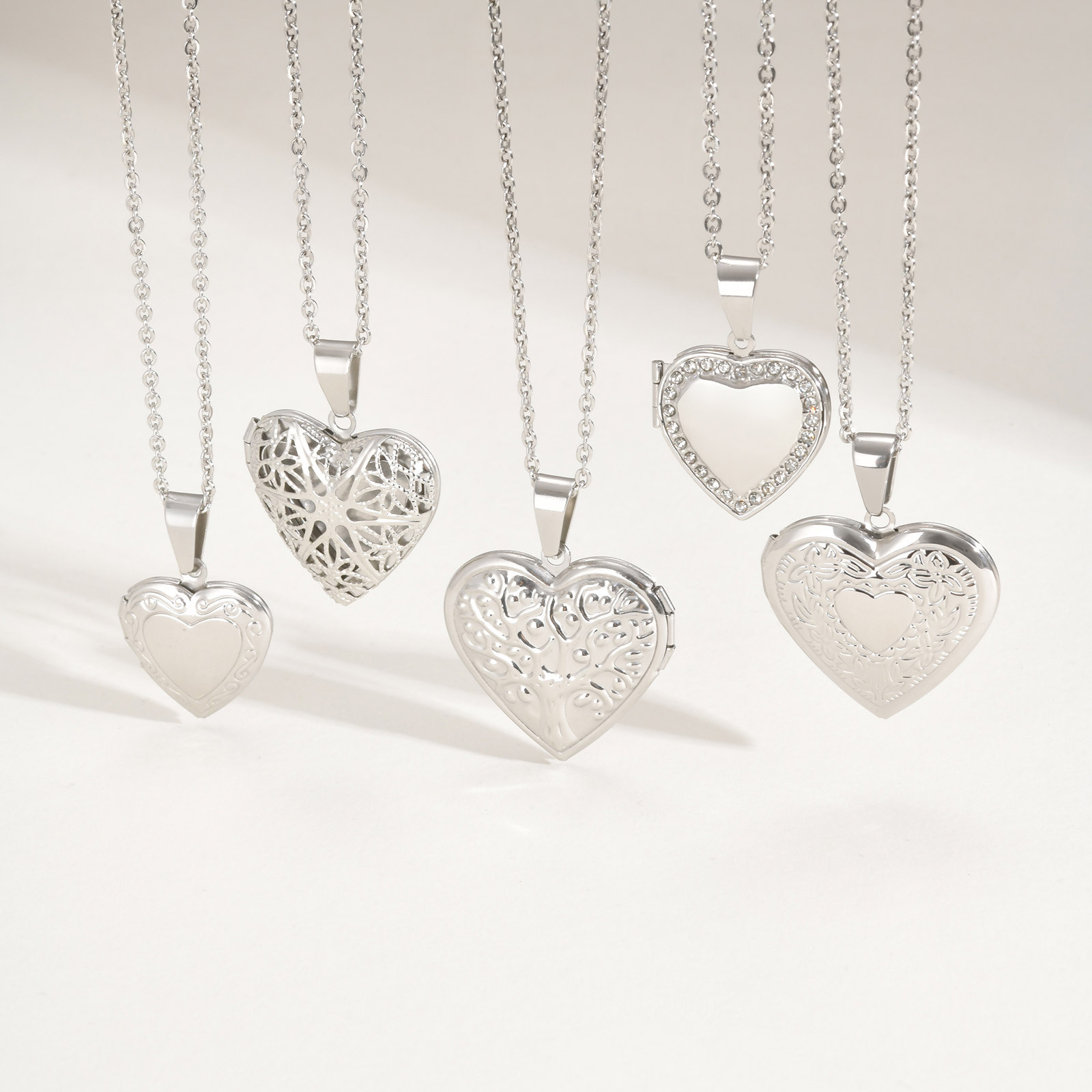 Vnox nunca desbota cor prata p - Heart Locket Necklace Photo avaliação e preço